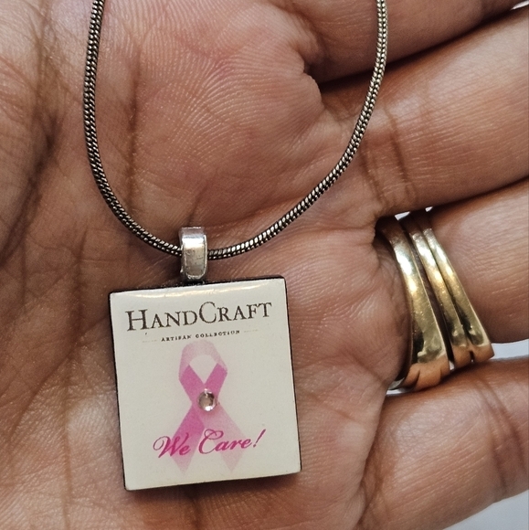 Hand Crafted Artisan Collection Brest Cancer Awareness Scrabble Tile necklace - Picture 12 of 17